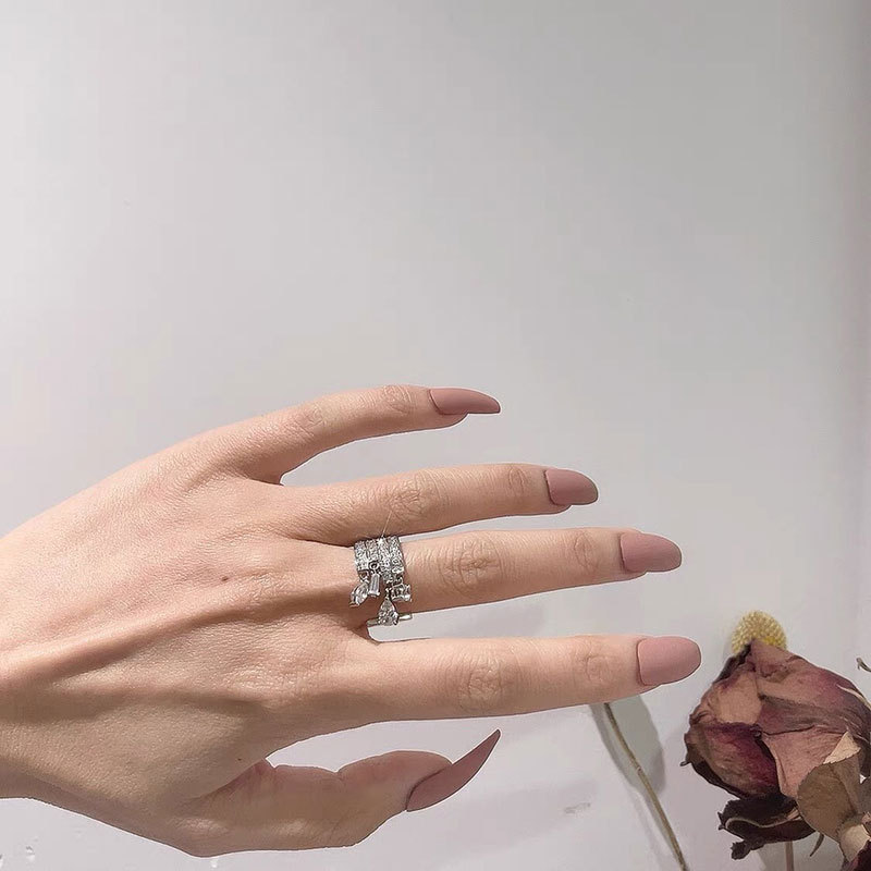 Fashion Water Droplets Copper Plating Inlay Artificial Gemstones Open Ring 1 Piece