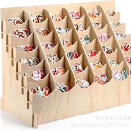 跨境木质贴纸收纳架商用卡片贺卡收纳架明信片周边展示架贴纸支架