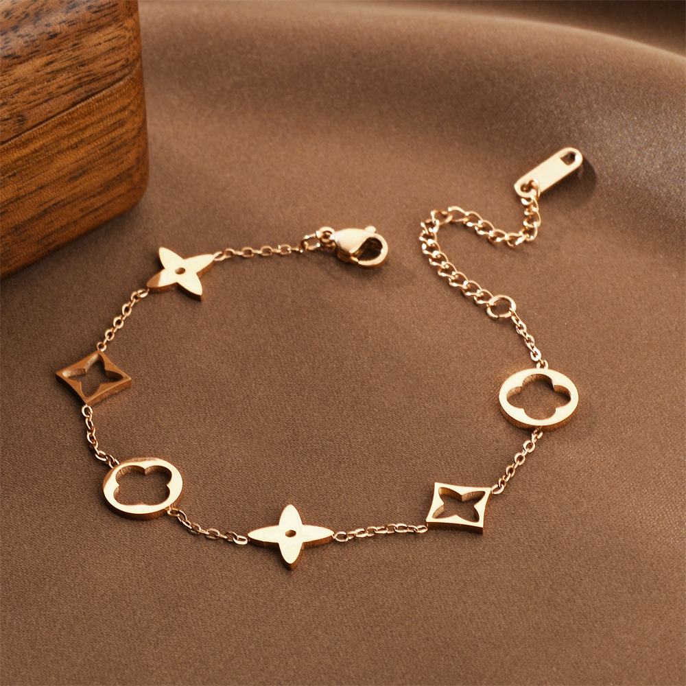 Joyas transfronterizas europeas y americanas Pulsera de acero de titanio de todo fósforo Versión coreana del temperamento bohemio Pulsera de acero de titanio que no se desvanece Joyería femenina