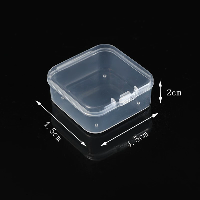 Transparent Plastic Storage Box for Earrings & Small Accessories, multiple square sizes 3.5–12.5 cm