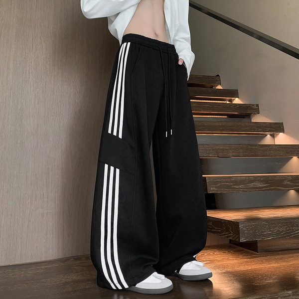 2025 New Men's Sweatpants Spring and Autumn Trendy American Casual Loose Wide-Leg Straight Sports Pants