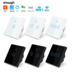 Tuya Wifi Smart Switch Home Smart Wireless Control Panel Alexa Voice Glass Touch Switch