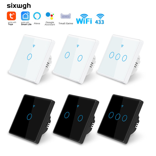 Tuya WiFi smart switch home smart wireless control panel alexa voice glass touch switch