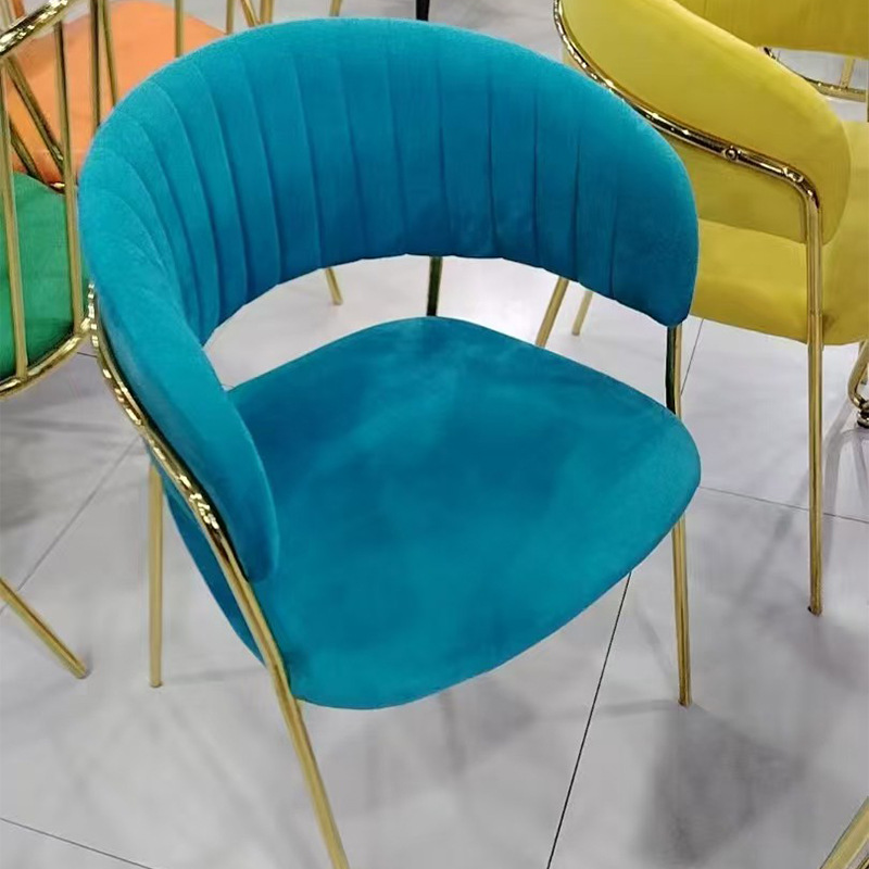 Silla de respaldo informal de lujo ligero, postre, té con leche, cafetería, silla de comedor, salón de belleza, silla de negociación de recepción de uñas