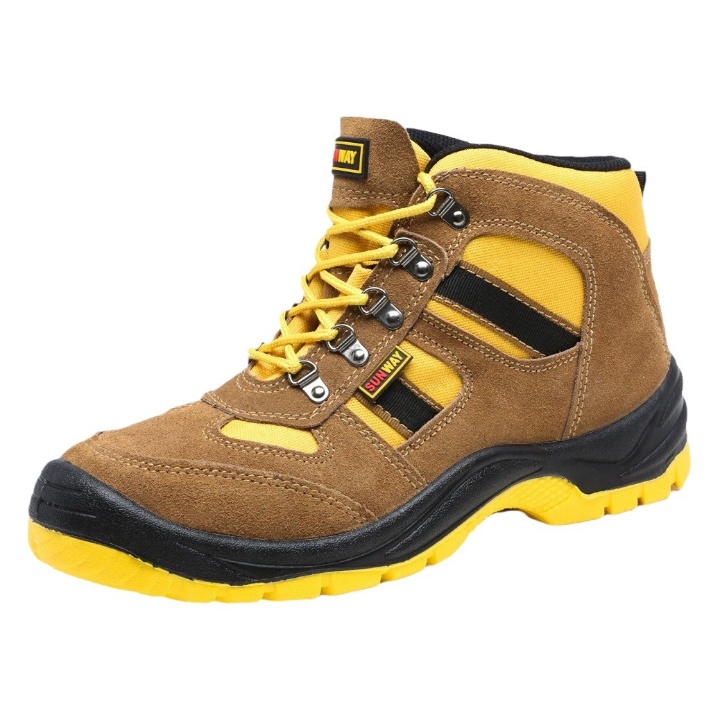 Защитная обувь для трансграничного альпинизма, предотвращающая удары для работы на открытом воздухе, защитная замшевая рабочая обувь из воловьей кожи, нескользящая износостойкая Мужская