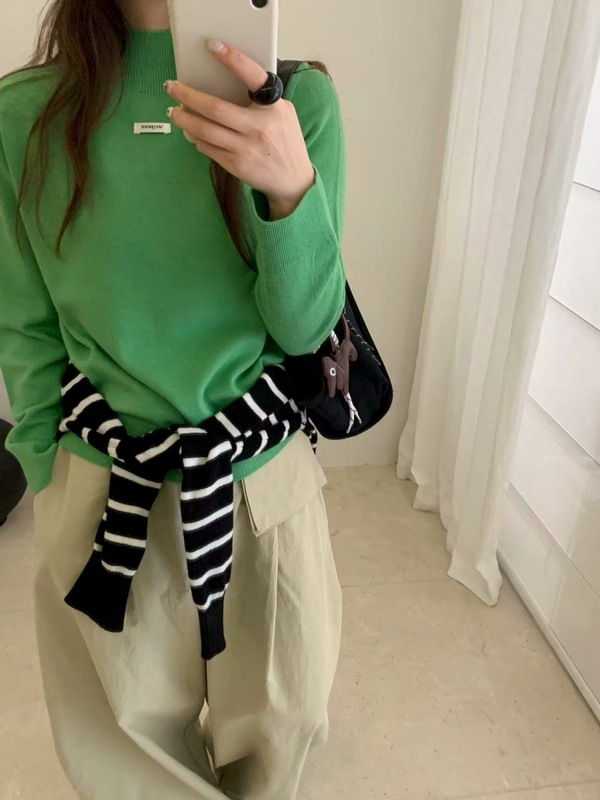 半高领无缝一体针织衫女打底衫内搭秋冬衫修身显瘦百搭内搭毛衣|undefined