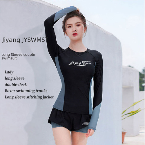 Korean Couple's Diving Suit Women's AIO Jelly Suit Men's Sun Protection Surf Snorkel Long Sleeve Plus Size Rafting Swim Suit