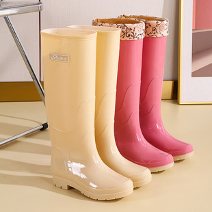 extra-high rain boots adult non-slip rain boots long tube warm over-the-knee waterproof fashion high tube water shoes wear-resistant rubber shoes 2024
