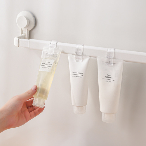 Bathroom storage clip hanging rack toothpaste clip facial cleanser hanging clip home bathroom bathroom good things transparent hook
