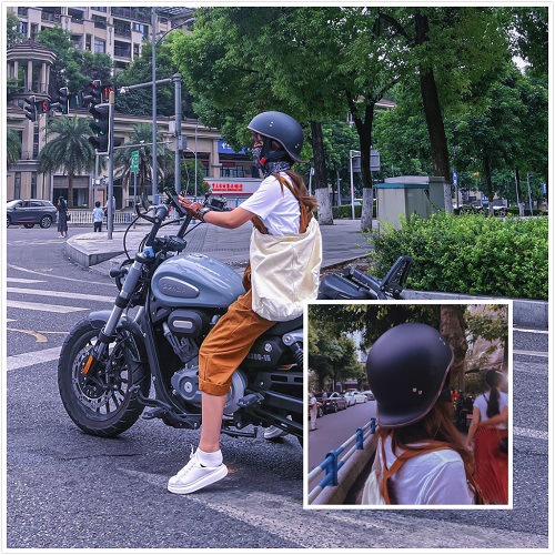 3C Certified Retro Motorcycle Half Helmet with Visor