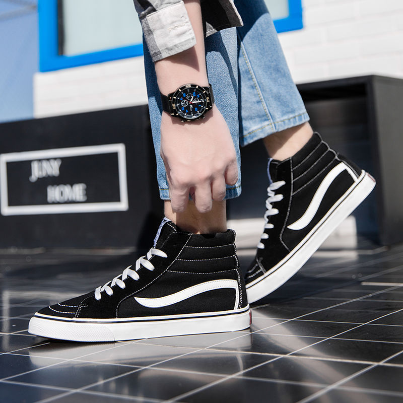 2025 Men's Shoes Spring & Fall High-Top Canvas Shoes Trendyy Versatile Boys and Girls Couple Sneakers Korean Style Classic Casual Shoes