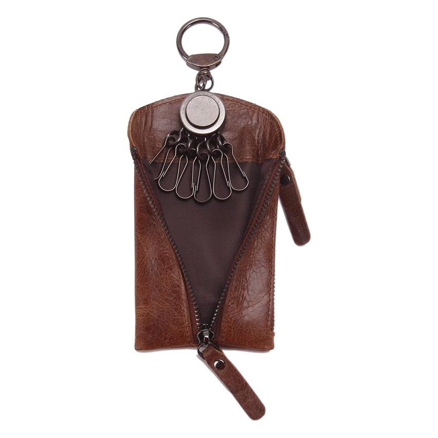 Black Angel Factory Supply Genuine Leather Car Key Bag Fashionable Casual Small Key Bag Cowhide Home Keychain