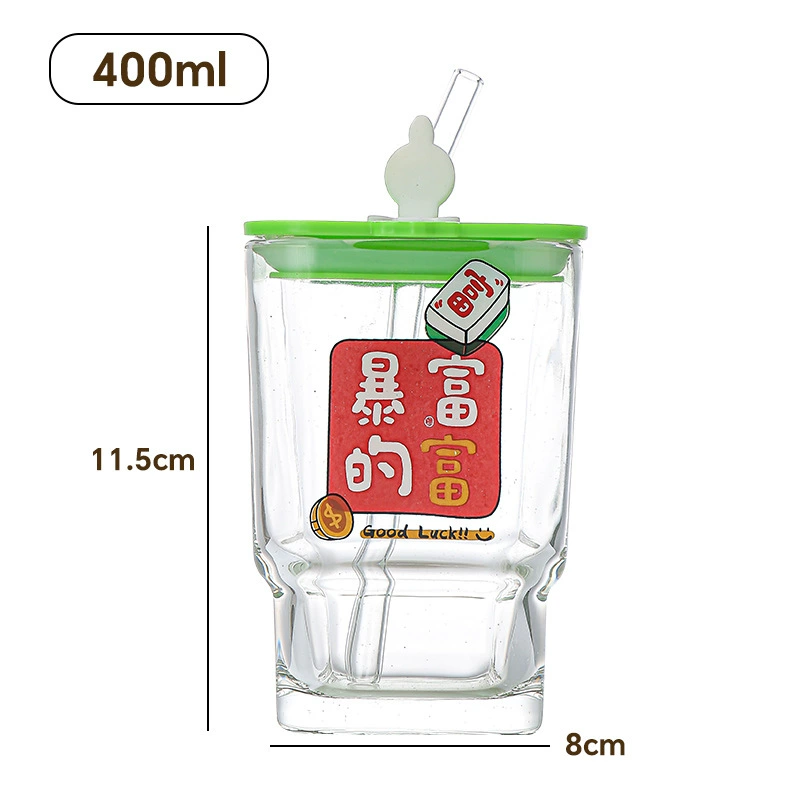 Coffee straw with glass, summer cute capacious tea cup