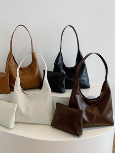 Capacious shoulder bag, fashionable one-shoulder bag, Korean style, South Korea, genuine leather