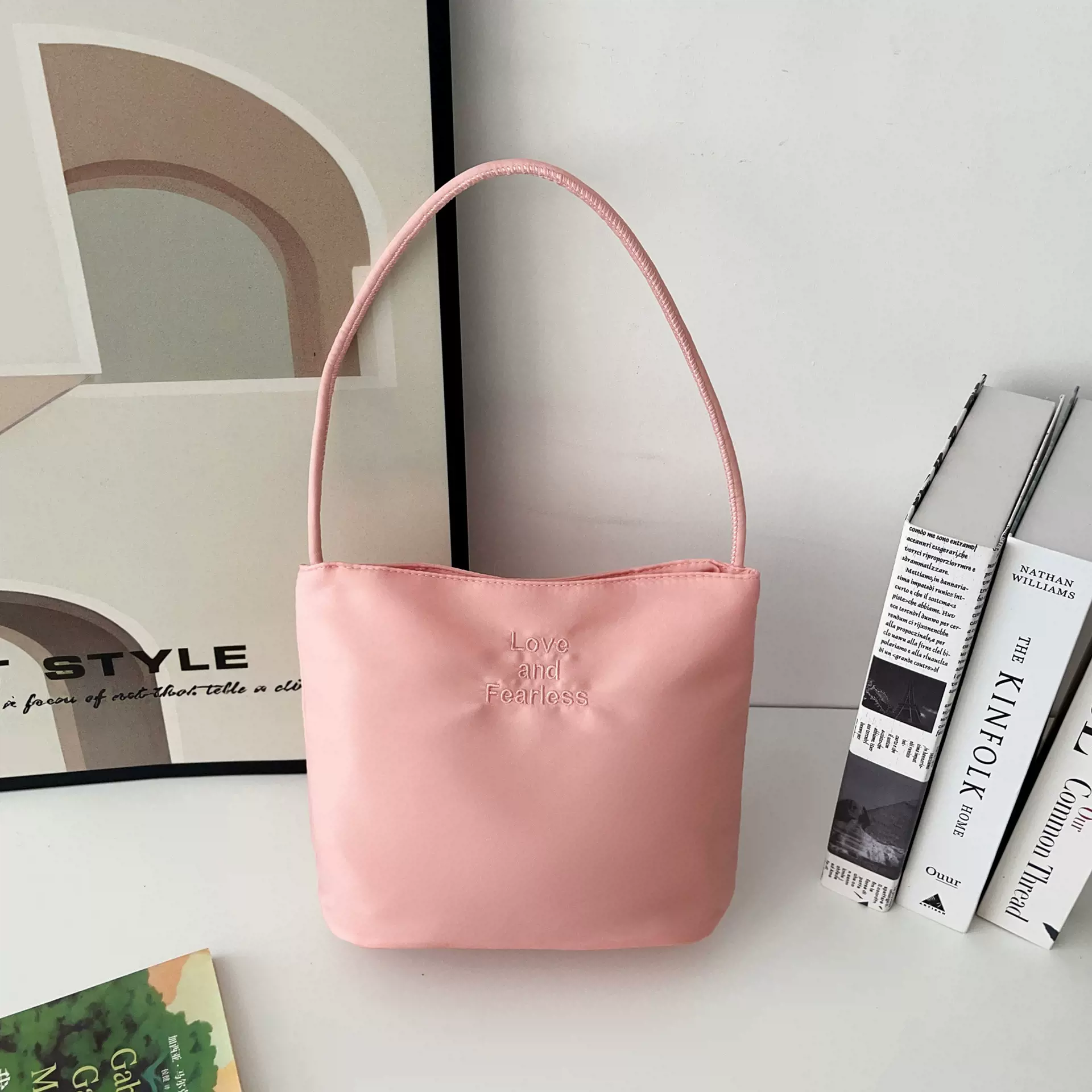 伴手礼韩国手提包女尼龙布原创女包礼品时尚刺绣腋下包百搭单肩包