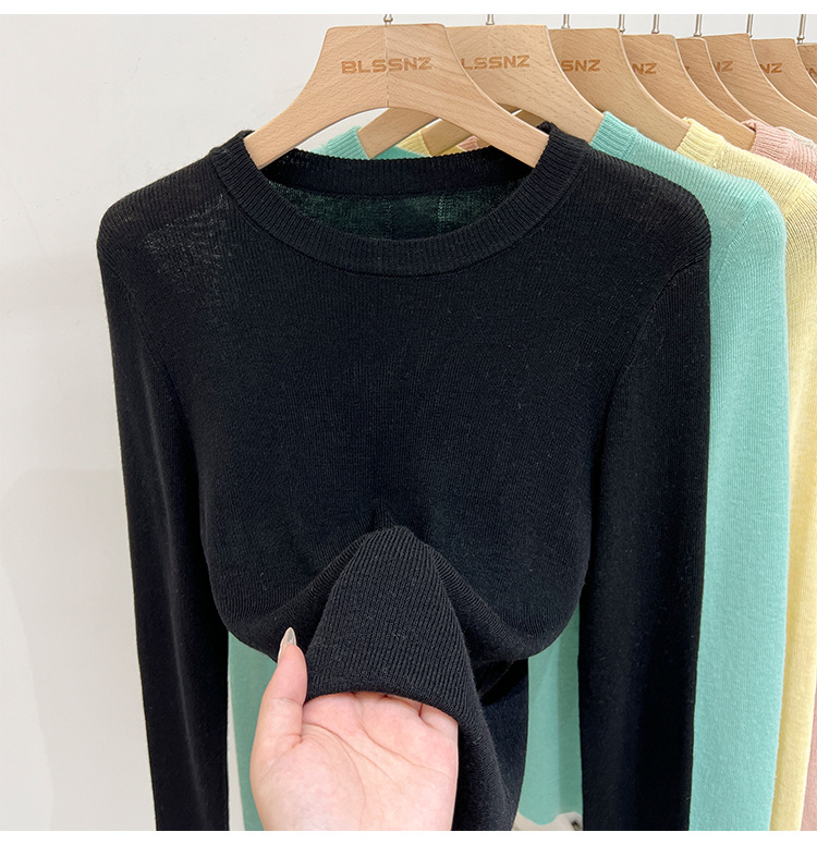315g Weight Long Sleeve Sleeve Length Pullovers Placket Type Spandex, Polyester Fabric Type Short Top Length Knitwear Tops Type Daily Occasion Round Neck Neckline Slim Fit Type Solid Color Pattern Spring, Autumn Season Women's Gender Casual, Simple Style Style Wholesale Women's Casual Simple Style Solid Color Long Sleeve Sweaters & Cardigans 33