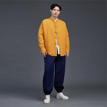 宽松开衫夹克外套秋冬男款加棉棉袄 短款保暖中国风羽绒棉棉服