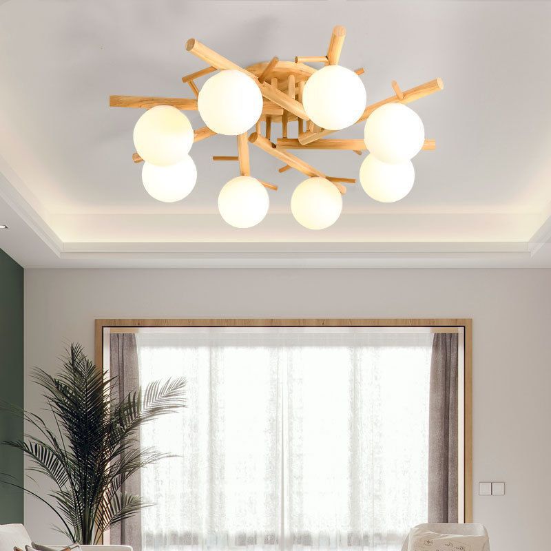 Scandinavian Living Room Lamp Ceiling Lamp Bedroom Lamp Wood Creative Simple Dining Room Lamp Wooden Tatami Lamps
