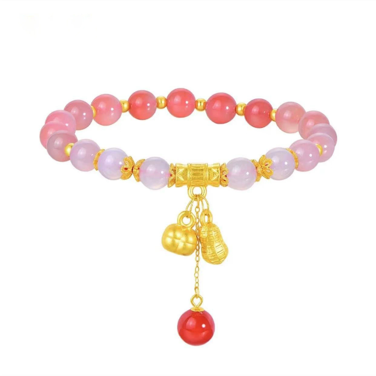 Браслет с агатами S925 Good Things Peanut Peach Fortune, изысканный браслет с градиентными цветами, интернет-магазин Live Hot Style