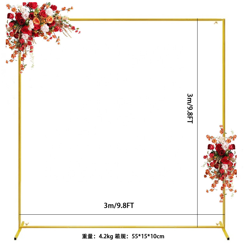 arco cuadrado de metal soporte de boda marco de hierro forjado marco de hierro especial de fondo decoración de bodas estante de flores props