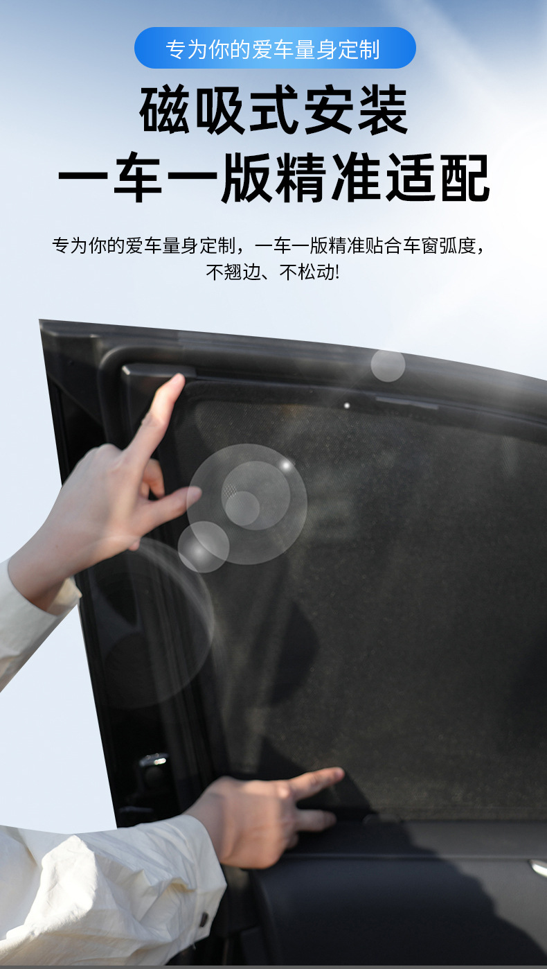 Suitable for Tesla Model Y/S/X/3/Yl New Version 3/Y Side Window Sun Protection Magnetic Heat-Insulating Sunshade Curtain