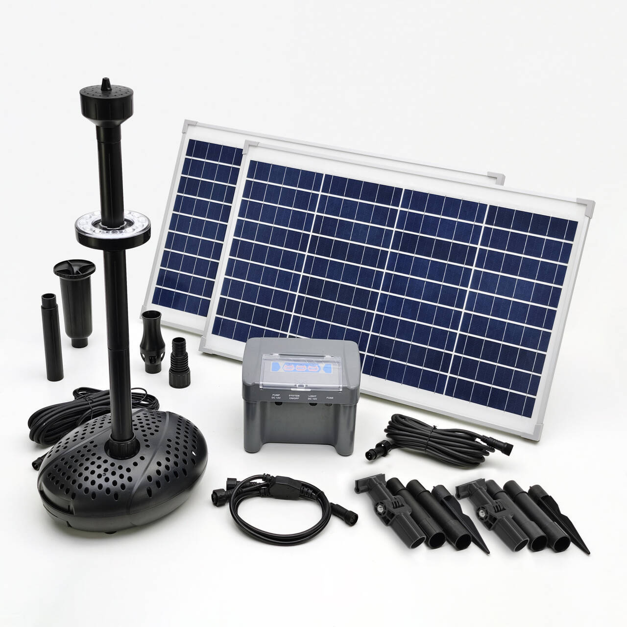 70W/18V LED灯太阳能瀑布泵带电池包花园池塘造景-SPBL70-801220F