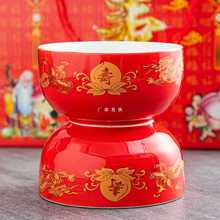 批发中式陶瓷红碗龙凤寿碗礼品盒装寿宴老人生日烧刻字印制回礼寿