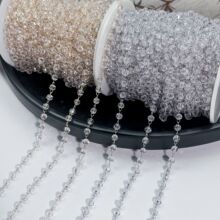 diy链条 4mm水晶串珠链保色铜链 手工古风发簪手链材料水晶流苏链