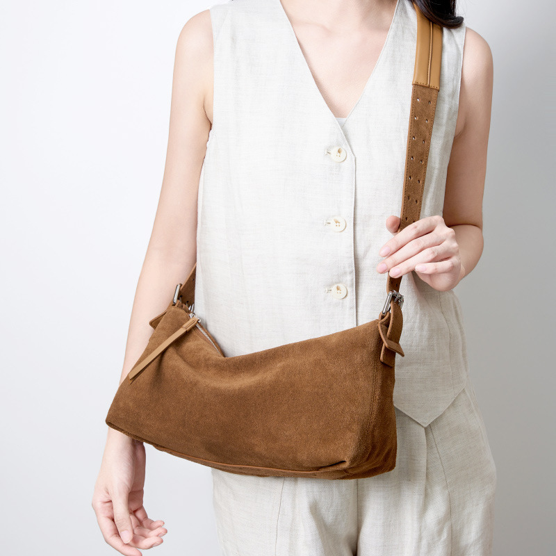 Women's Suede Genuine Leather Shoulder Bag High End Handbag_voghion.com