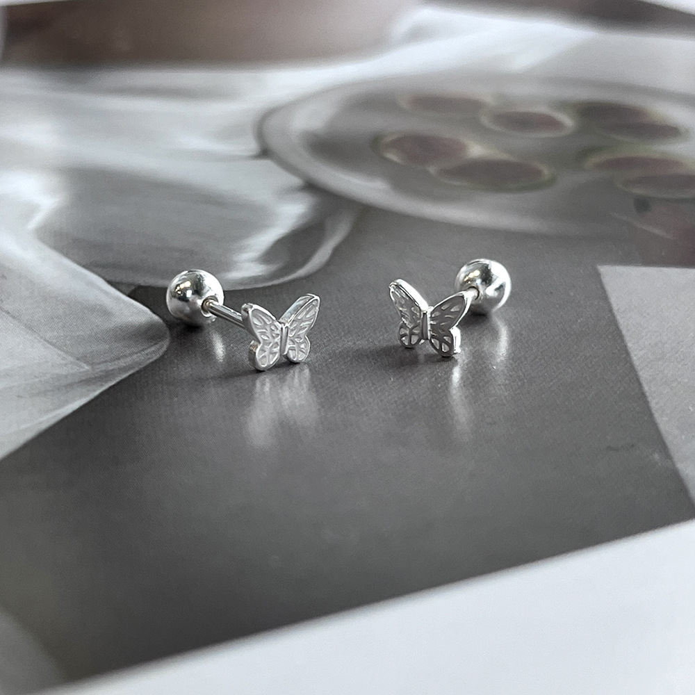 Fashion Butterfly Silver Plating Ear Studs 1 Pair