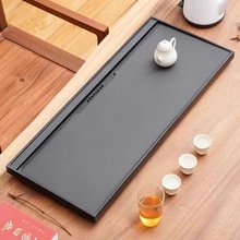 天然乌金石茶盘石盘整块家用石材黑金石大小号茶台嵌入式茶海定z^