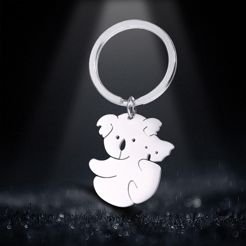 Manufacturer Direct Sale Cut Stainless Steel Color Polished Koala Pendant Titanium Steel Exquisite Polished Keychain Pendant