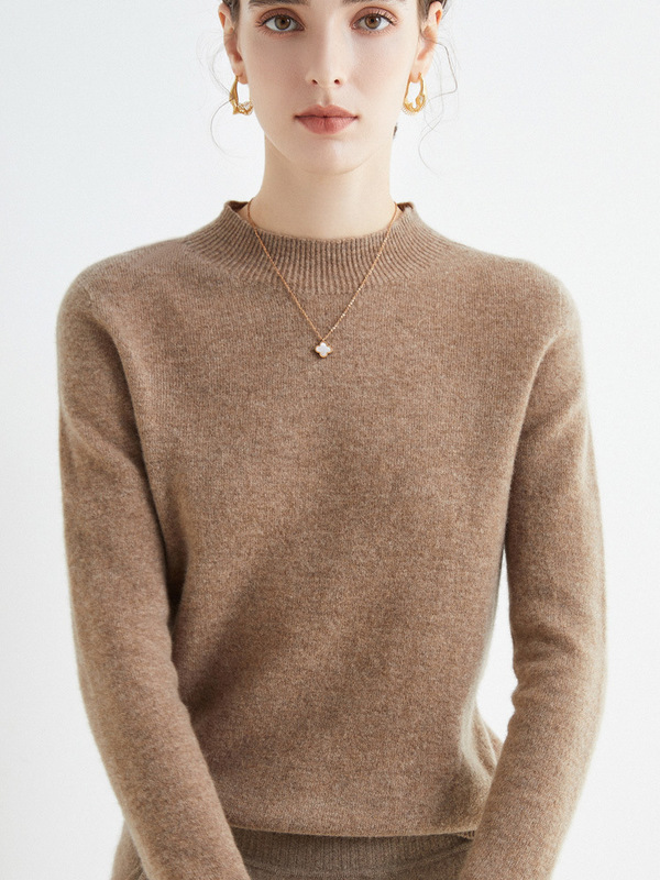 2024 Winter New Long-sleeved Thickened Inner Sweater Women's Semi-turtleneck Base Shirt Slim-fit Slimming Wool Knitwear