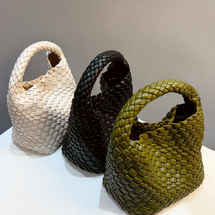 High-Quality Handmade Leather Woven Small Tote Bag, Lazy Handbag, 2025 New Women's Bag, Fashionable Shoulder Crossbody Bag