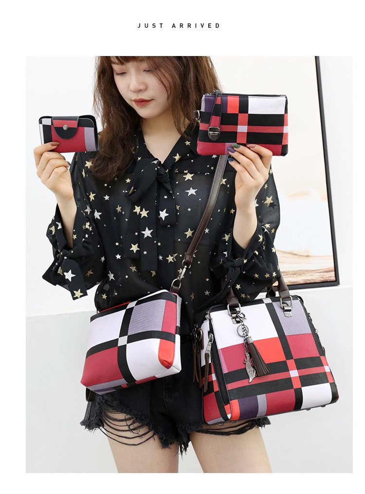 New style four-piece handbag set, European and American handbag, women's trend single-shoulder cross-border wholesale, women's bag consignment, crossbody bag undefined