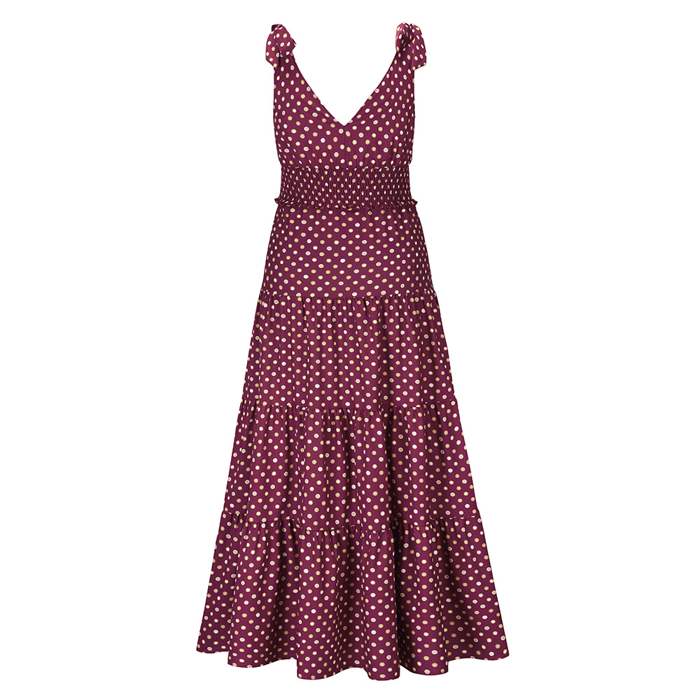 suspender V-neck polka dot slim large swing dress NSHYG118148