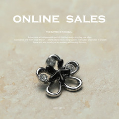 【藝森】小香時尚風鑲鑽花朵金屬紐扣雙面尼皮草大衣西裝外套扣子