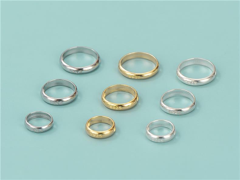 S925 Sterling Silver Edge Round Hollow Bead DIY Handmade Ring Middle Bead Bracelet Material Accessories