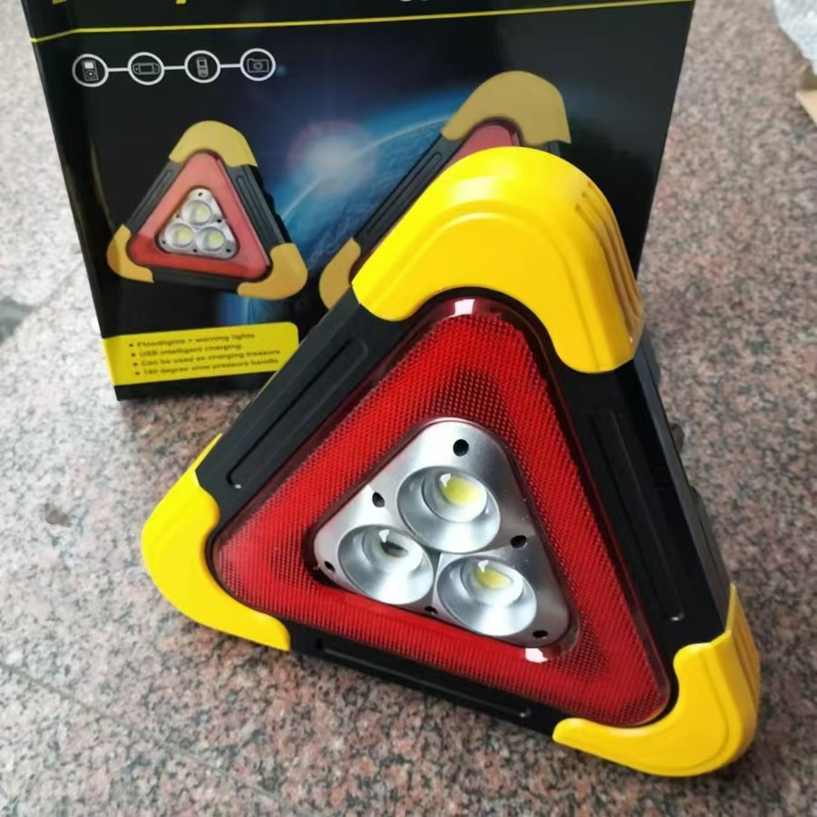 Tripod warning light LED multifunctional car emergency light solar charging car triangle safety warning sign