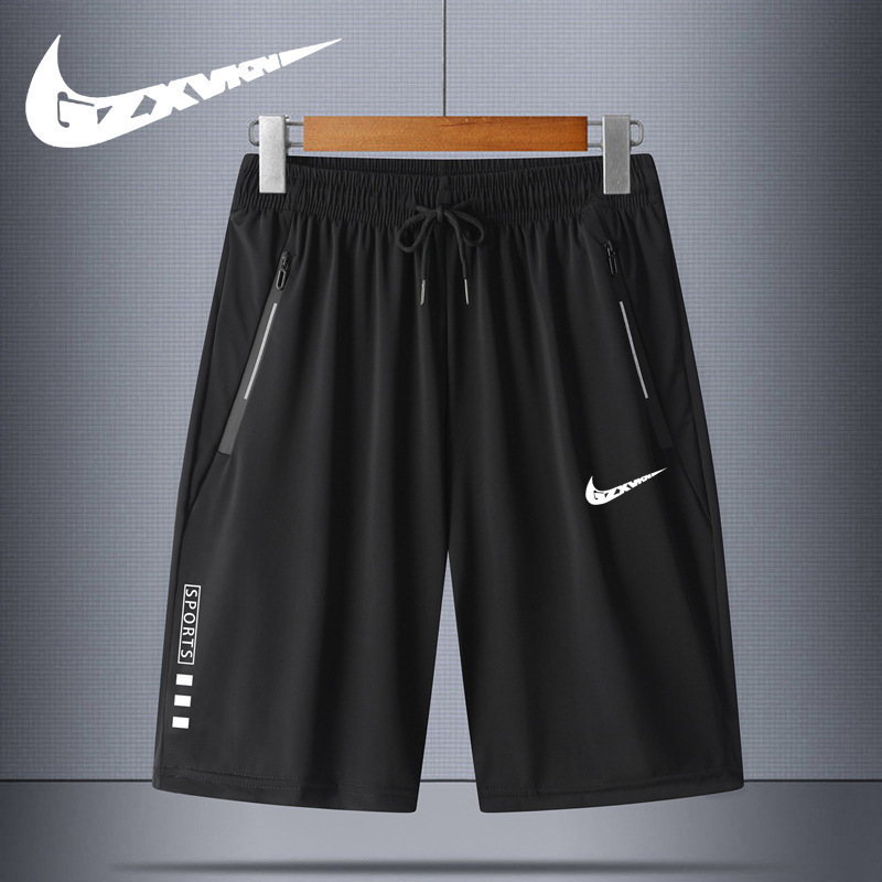Ice Silk Breathable Shorts for Summer Outdoor Sports and Leisure Wear, Men's Basketball Beach Shorts