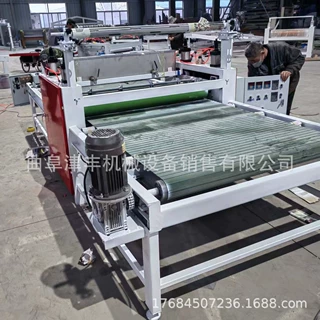 龙门上料/下料 碳晶板冷胶贴面机 木饰面PET膜高光/哑光贴合机