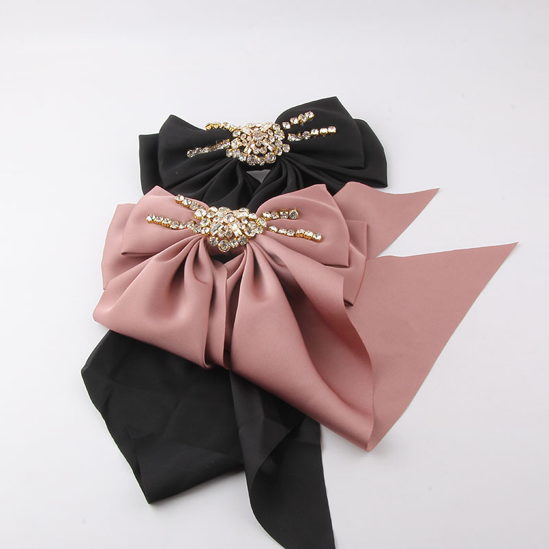 New Fashion Bowknot Long Cloth Inlaid Diamond Hairpin display picture 3