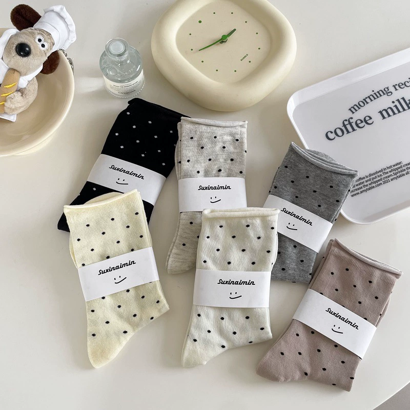 Colored summer cream knee socks for pregnant, mid-length