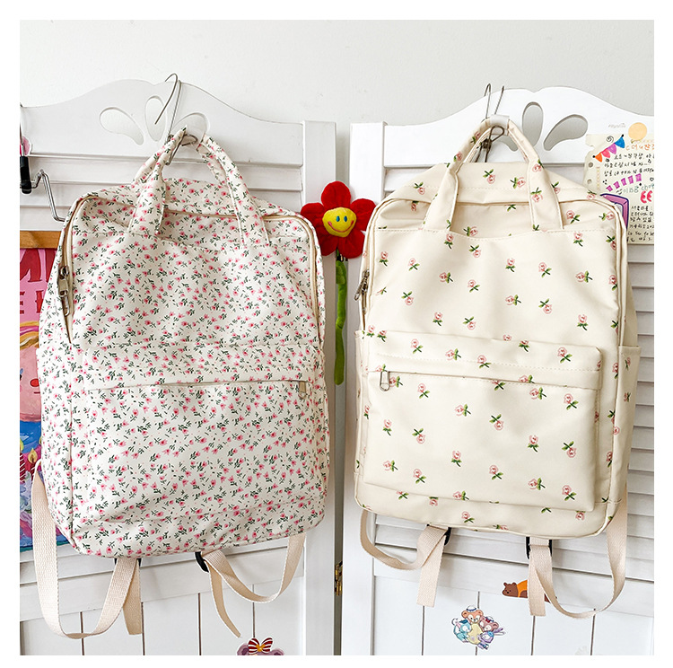 Women's Medium All Seasons Canvas Ditsy Floral Fashion Square Zipper Fashion Backpack display picture 4