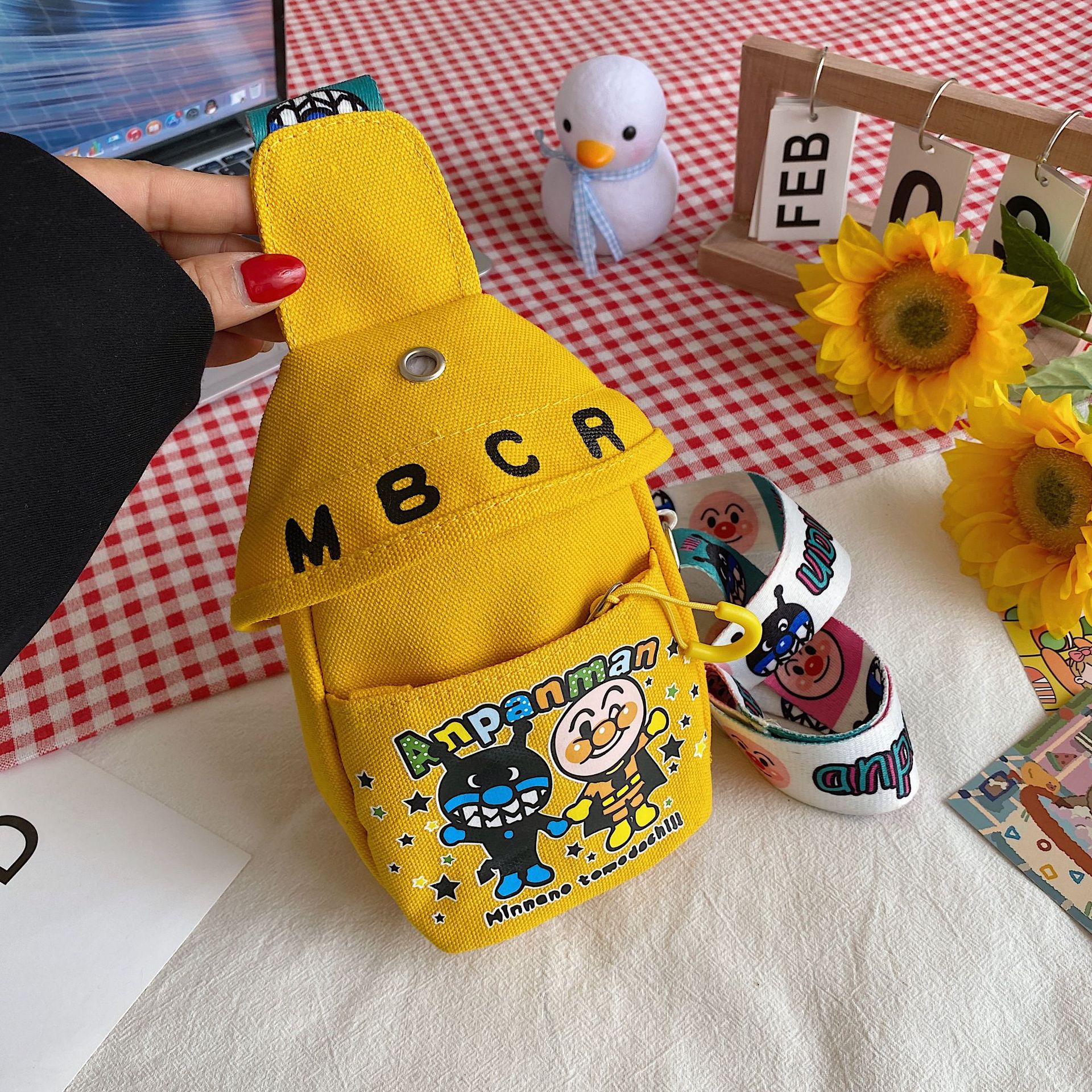 Internet celebridad de los niños pequeña bolsa de hombro nueva moda estudiante lienzo bolsa de pecho ins estilo occidental Banda ancha bolsa de hombro bolsa de mensajero