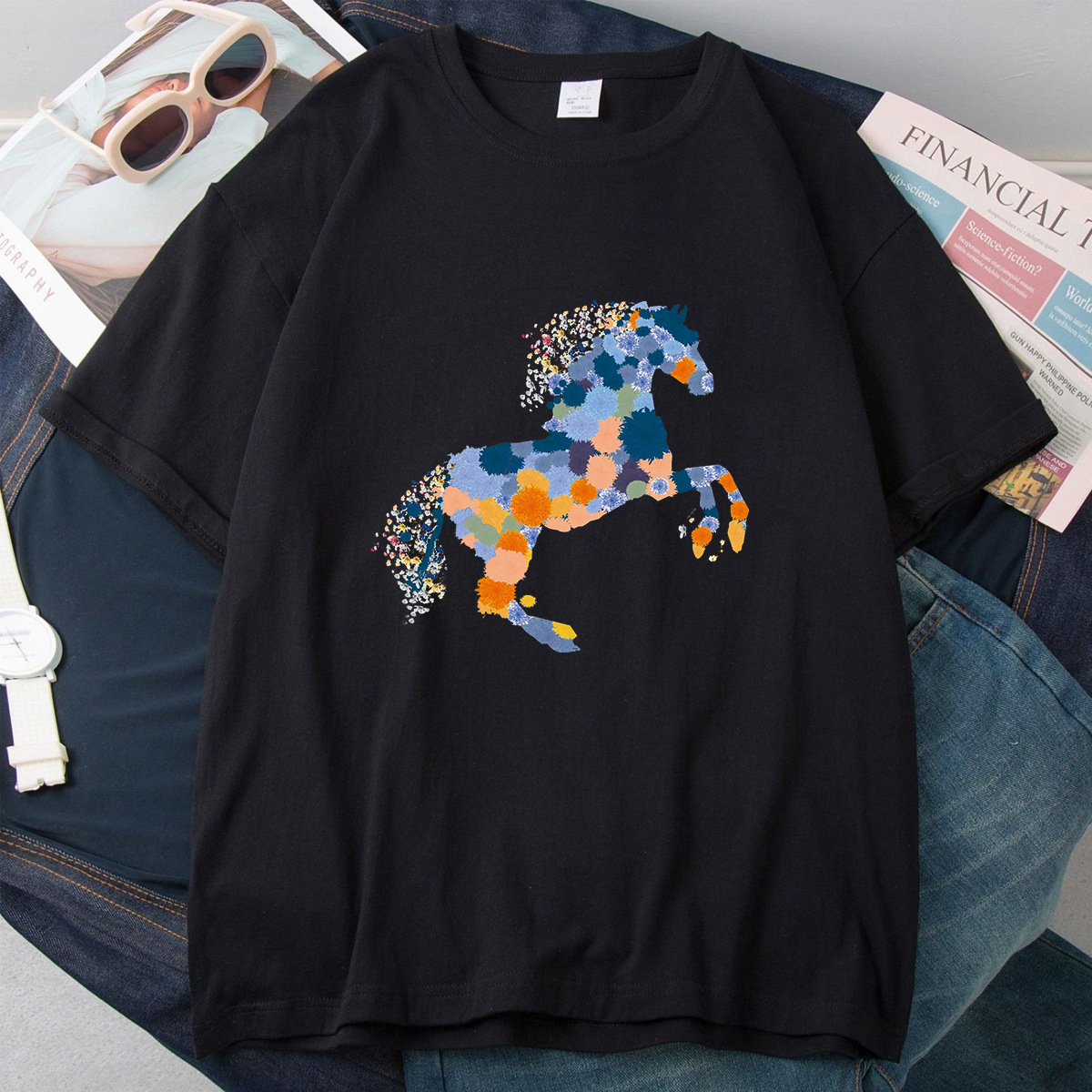 Camiseta de manga corta estilo Hong Kong para mujer, camiseta de manga corta estilo japonés 2026 para hombre y mujer, camiseta blanca versátil y moderna.