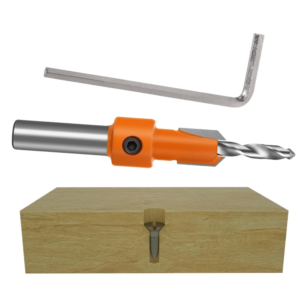 5-pieza de carpintería agujero avellanado taladro cono agujero taladro aleación cabeza tornillo paso taladro autorroscante tornillo de instalación paso Taladro