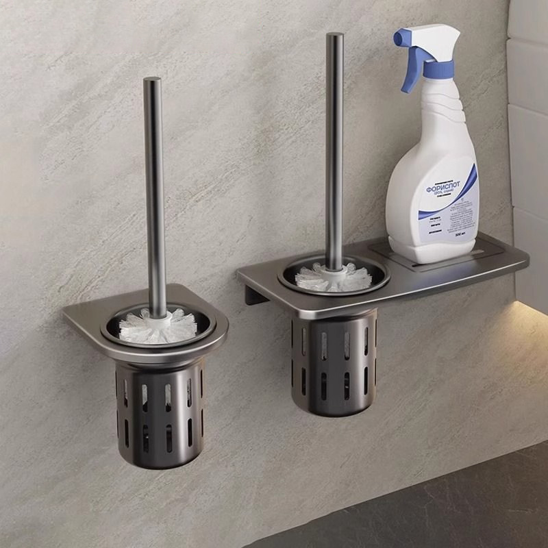 Toilet Brush Storage Rack Non-Punch Household Non-Dead Angle Toilet Brush Toilet Bathroom Toilet Cleaning Artifact