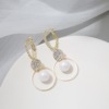 Silver needle, long brand earrings from pearl, simple and elegant design, fitted