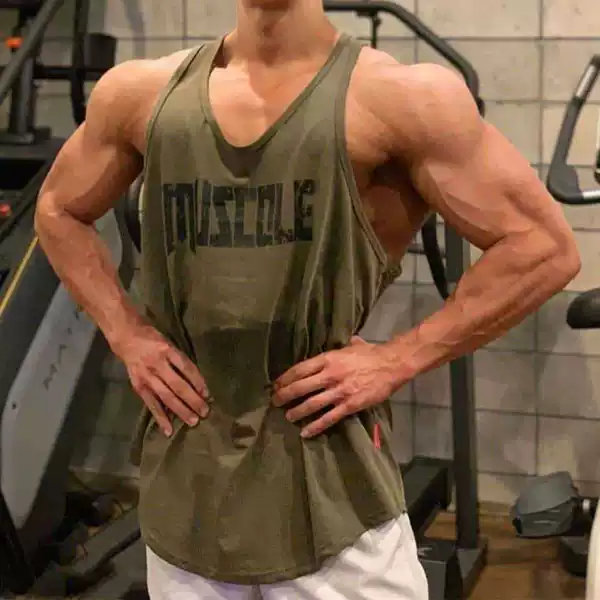 Summer Sports Fitness Vest Men's Casual Running Aerobic Training Elastic Breathable Sleeveless Racer Vest Undershirt